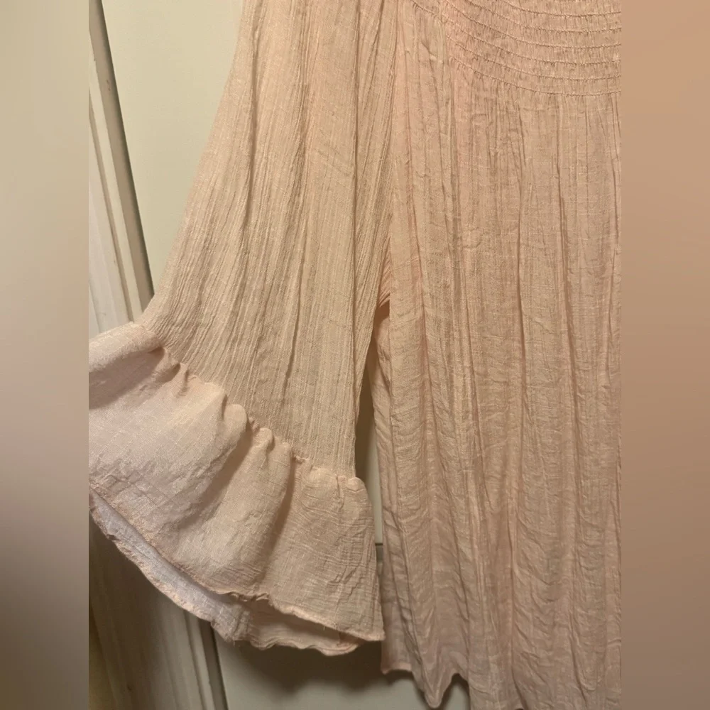 Zac & Rachel Pink Ruffle Sleeve Blouse 2X Boho Plus Size Flowy Top - Picture 3 of 6